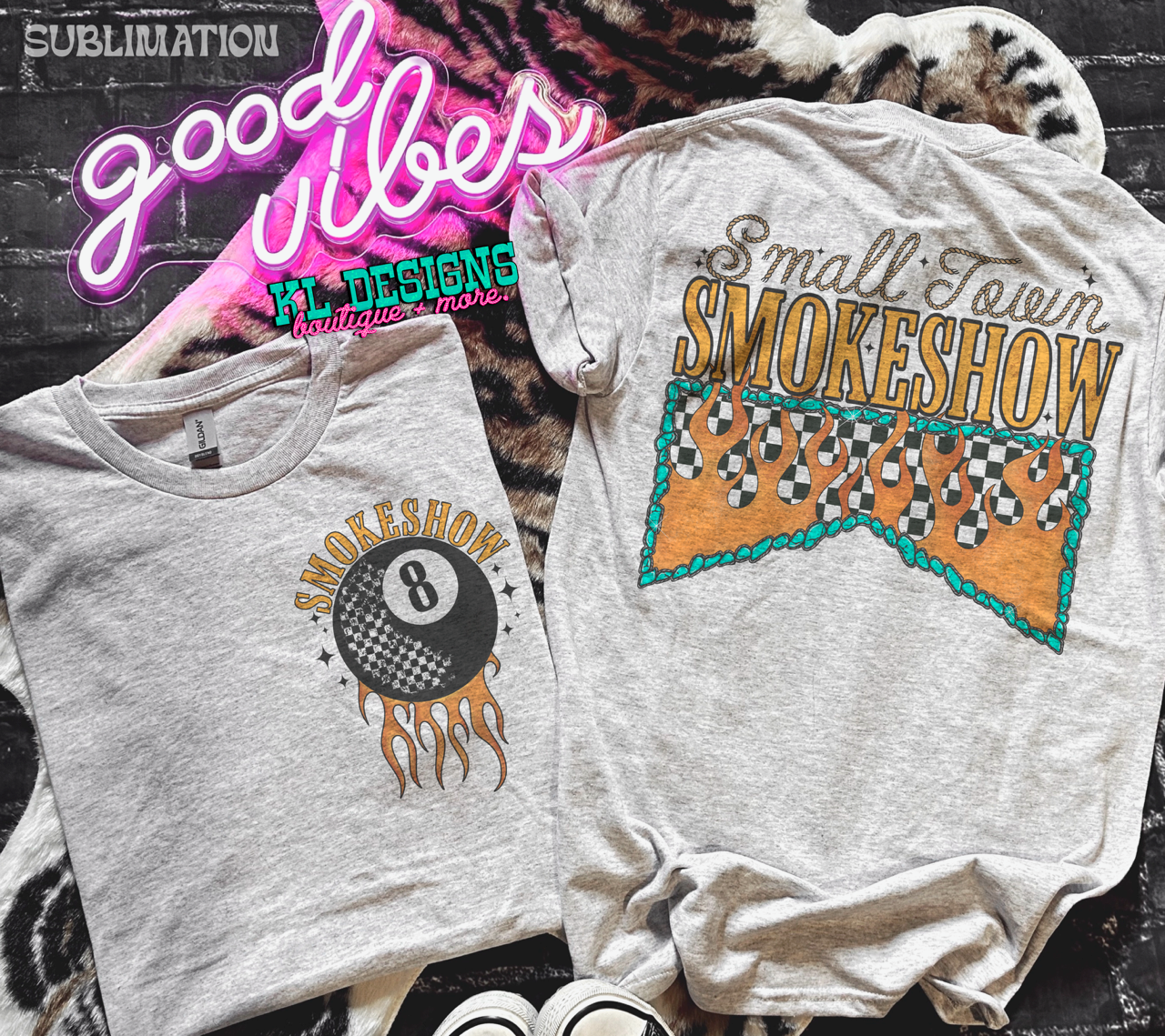 Small Town Smoke Show 8 Ball Flames - front & back (wholesale)