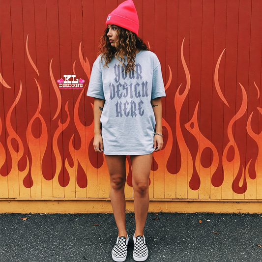 Ash Grey Tee Flame Mock