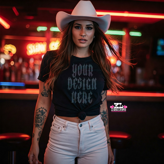 Black Tee Cowgirl Mock