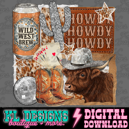 Howdy Highland Disco Collage | Digital Download