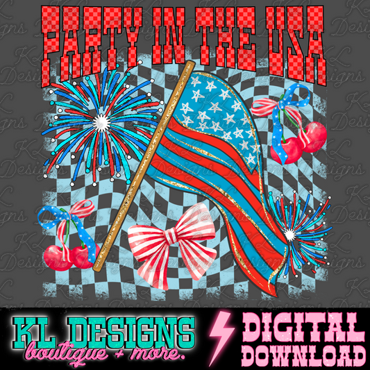 USA Party Checkered Collage - blue | Digital Download