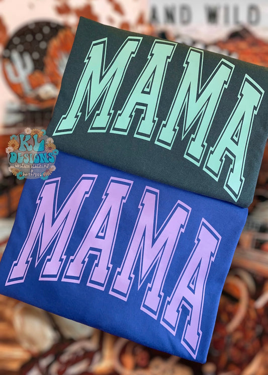 Lavender Varsity Mama Tee - Comfort Colors