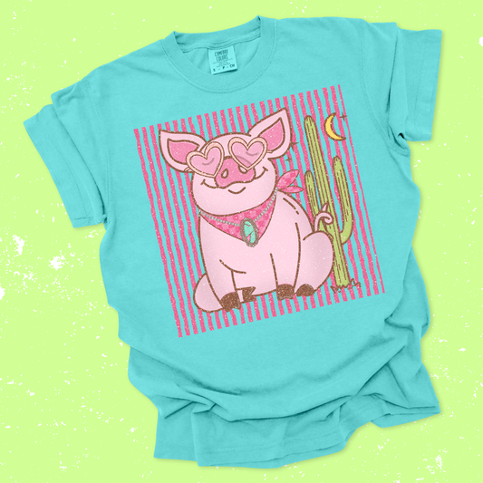 Western Doodle Turquoise Girly Pig