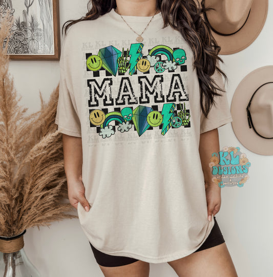 Blue Retro Mama Tee