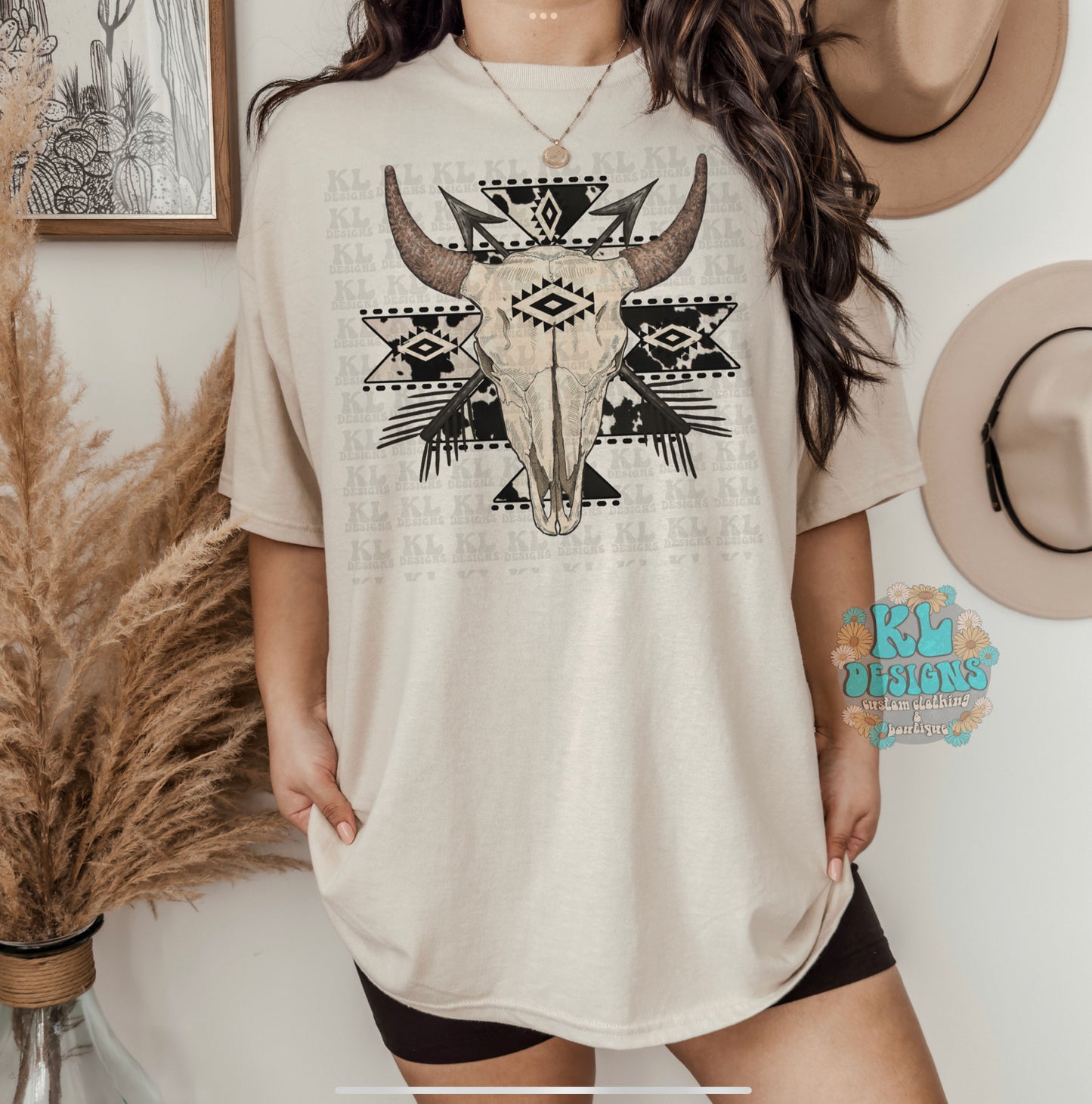 Aztec Bull Skull Tee